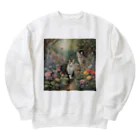 夜のねこの猫の楽園 Heavyweight Crew Neck Sweatshirt