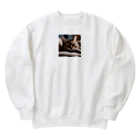 SaltyCookie Design Worksのドアップで寝ているネコ[カラー] Heavyweight Crew Neck Sweatshirt