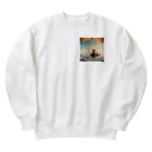 cat(゜))<<のパラシュートする猫 Heavyweight Crew Neck Sweatshirt