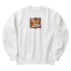 星パンダショップのほんよみかんねこ Heavyweight Crew Neck Sweatshirt