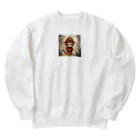 パパショップのキュートなお猿の消防士 Heavyweight Crew Neck Sweatshirt