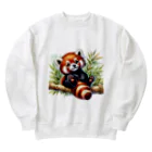 イラストアニマルズの絵本から飛び出たかのようなキュートなレッサーパンダ Heavyweight Crew Neck Sweatshirt