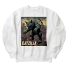 HappyFaceMarketのゴジラになりたい猫 CATZILLA Heavyweight Crew Neck Sweatshirt