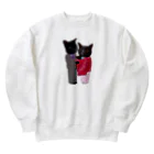 Parallel_merchの黒猫の親子 Heavyweight Crew Neck Sweatshirt