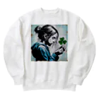 mihhyの三つ葉のクローバーでさえ、祈る少女 Heavyweight Crew Neck Sweatshirt