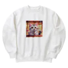 kuromasu_yuzuの夕焼けにゃんにゃん Heavyweight Crew Neck Sweatshirt