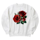 J-M-Kのレッドローズ Heavyweight Crew Neck Sweatshirt