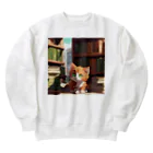 yoiyononakaの茶猫と本の部屋 Heavyweight Crew Neck Sweatshirt