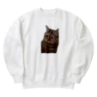 猫ミームグッズの【猫ミーム】叱られる猫 Heavyweight Crew Neck Sweatshirt