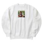 mari0909の可愛らしいシマリスのエプロン姿 Heavyweight Crew Neck Sweatshirt