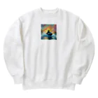 namahage1975のじぇっとすきーをするねこ Heavyweight Crew Neck Sweatshirt