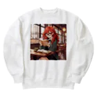 プリンゴブリンの赤毛の読書メガネさん Heavyweight Crew Neck Sweatshirt