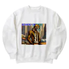 shigeグッズ工房の都会派ヒョウ之助 Heavyweight Crew Neck Sweatshirt