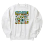 ニューライフマサラショップのワクワク動物園の愉快な仲間たち♪ Heavyweight Crew Neck Sweatshirt