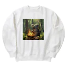 猫クリエイターのバーベキューをするコアラ Heavyweight Crew Neck Sweatshirt