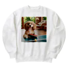 mitsu0123456の可愛い卓球犬 Heavyweight Crew Neck Sweatshirt