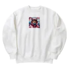 オシャンな動物達^_^の桜舞うなかオシャン猫 Heavyweight Crew Neck Sweatshirt