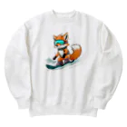 まるアニマル　のスノーボード　キツネ Heavyweight Crew Neck Sweatshirt