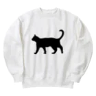 Teatime ティータイムの黒猫は見ていた　ねこ Heavyweight Crew Neck Sweatshirt