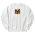 ワンちゃん大好きの秋を楽しむトイプードル Heavyweight Crew Neck Sweatshirt