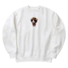 戦国時代マニアのデフォルメ毛利元就君 Heavyweight Crew Neck Sweatshirt