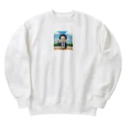 なお（ｻﾗﾘｰﾏﾝ）＠AI使って情報発信中の外で昼から乾杯＠サラリーマン Heavyweight Crew Neck Sweatshirt