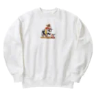 五木武利@楽して生きるの牛とカウボーイ Heavyweight Crew Neck Sweatshirt