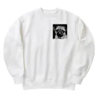 tune1014の水墨画調のパグ Heavyweight Crew Neck Sweatshirt