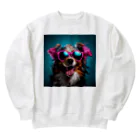 AQUAMETAVERSEのサングラスをかけた、かわいい犬 Marsa 106 Heavyweight Crew Neck Sweatshirt