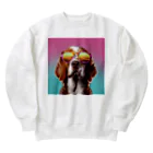 AQUAMETAVERSEのサングラスをかけた、かわいい犬 Marsa 106 Heavyweight Crew Neck Sweatshirt