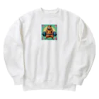 カピパーラ🐻のバーベルをしてるカピバラ♪ Heavyweight Crew Neck Sweatshirt