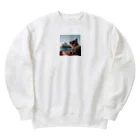 jkmurataのパールネックレス大好きなカッコいいねこがシドニーオペラハウス前にて Heavyweight Crew Neck Sweatshirt