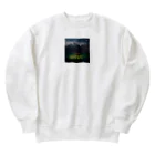 dream_canvasの空にそびえる高層ビルとスポーツスタジアムの壮大な景色。 Heavyweight Crew Neck Sweatshirt