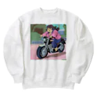 レブルおばさんのぽっちゃりおばちゃんライダー Heavyweight Crew Neck Sweatshirt