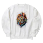 MirofuruDesignの抽象的なライオンスプラッシュTシャツ Heavyweight Crew Neck Sweatshirt