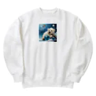 りんりんの可愛いシロクマちゃんショップ　かわいいよ！のボールを守っている白熊 Heavyweight Crew Neck Sweatshirt