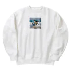 hakumenhonのサーフィンするペンギン Heavyweight Crew Neck Sweatshirt