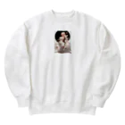 AQUAMETAVERSEの女性と白い花　なでしこ1478 Heavyweight Crew Neck Sweatshirt