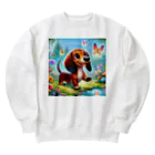 keikei5の華やかな庭園に住む魔法をかけられたダックスフンド Heavyweight Crew Neck Sweatshirt