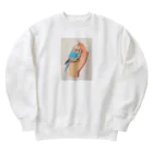 AQUAMETAVERSEの手のひらでおしゃべりセキセイインコの　BLUE PLUM  691 Heavyweight Crew Neck Sweatshirt