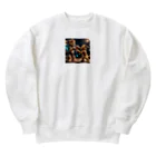 Shuji Nのライオンと子ライオンがボクシング Heavyweight Crew Neck Sweatshirt