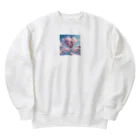 ツキノシタ/ tukinoshitaの空にハートの雲2 Heavyweight Crew Neck Sweatshirt