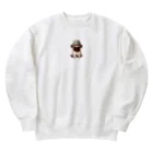 鼻ぺちゃ犬と和猫の麦わら帽子 パグ Heavyweight Crew Neck Sweatshirt