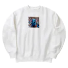 にっくすSTOREの人ごみで押されたり、ぶつけられる青いゾウ Heavyweight Crew Neck Sweatshirt