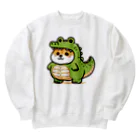 柴犬に囲まれたいのワニの着ぐるみを着た柴犬のイラスト Heavyweight Crew Neck Sweatshirt