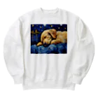 Dog Art Museumの【星降る夜 - ゴールデンレトリバー犬の子犬 No.3】 Heavyweight Crew Neck Sweatshirt