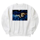 Dog Art Museumの【星降る夜 - イタリアングレーハウンド犬の子犬 No.3】 Heavyweight Crew Neck Sweatshirt