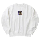 ボクサー犬が好きなんです❗の可愛いボクサー犬が宇宙旅行中 Heavyweight Crew Neck Sweatshirt