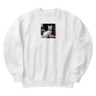 御殿のヒロ（猫大好き）の癒しの猫 Heavyweight Crew Neck Sweatshirt