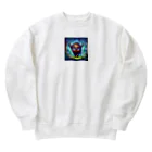 たんたん狸の不気味で可愛い森の不気味で可愛いバイソン001 Heavyweight Crew Neck Sweatshirt